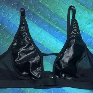Black Pleather & Mesh Triangle Bralette
